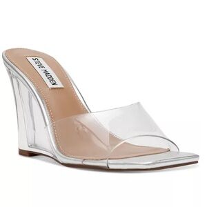 Size 8.5 Steve Madden Reveal Lucite Wedge Sandals